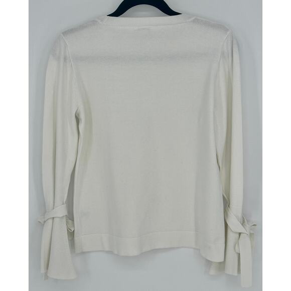 J. Crew Tied Bell Sleeve White Sweater Size M - Picture 2 of 4